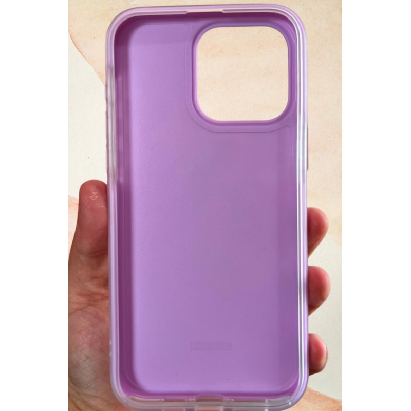 iPhone 15 Pro Max Uyumlu İnci Işıltısı Fiyonk Taşlı Lila Silikon Telefon Kılıfı
