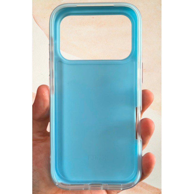 iPhone 17 Pro Uyumlu İnci Işıltısı Fiyonk Taşlı Mavi Silikon Telefon Kılıfı